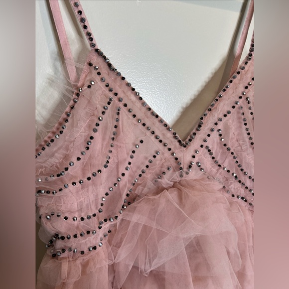 Free people LoveShackFancy Jude Crystal Embellished Tiered Tulle Babydoll Dress - Picture 6 of 8